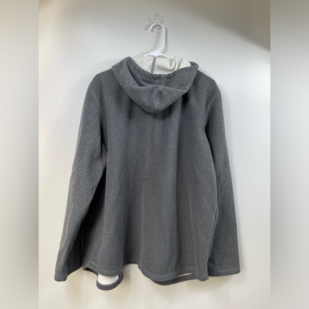 Gray Hooded Jacket Fleece Button Closure Women by Lauren Ralph Lauren Size L - Picture 9 of 15